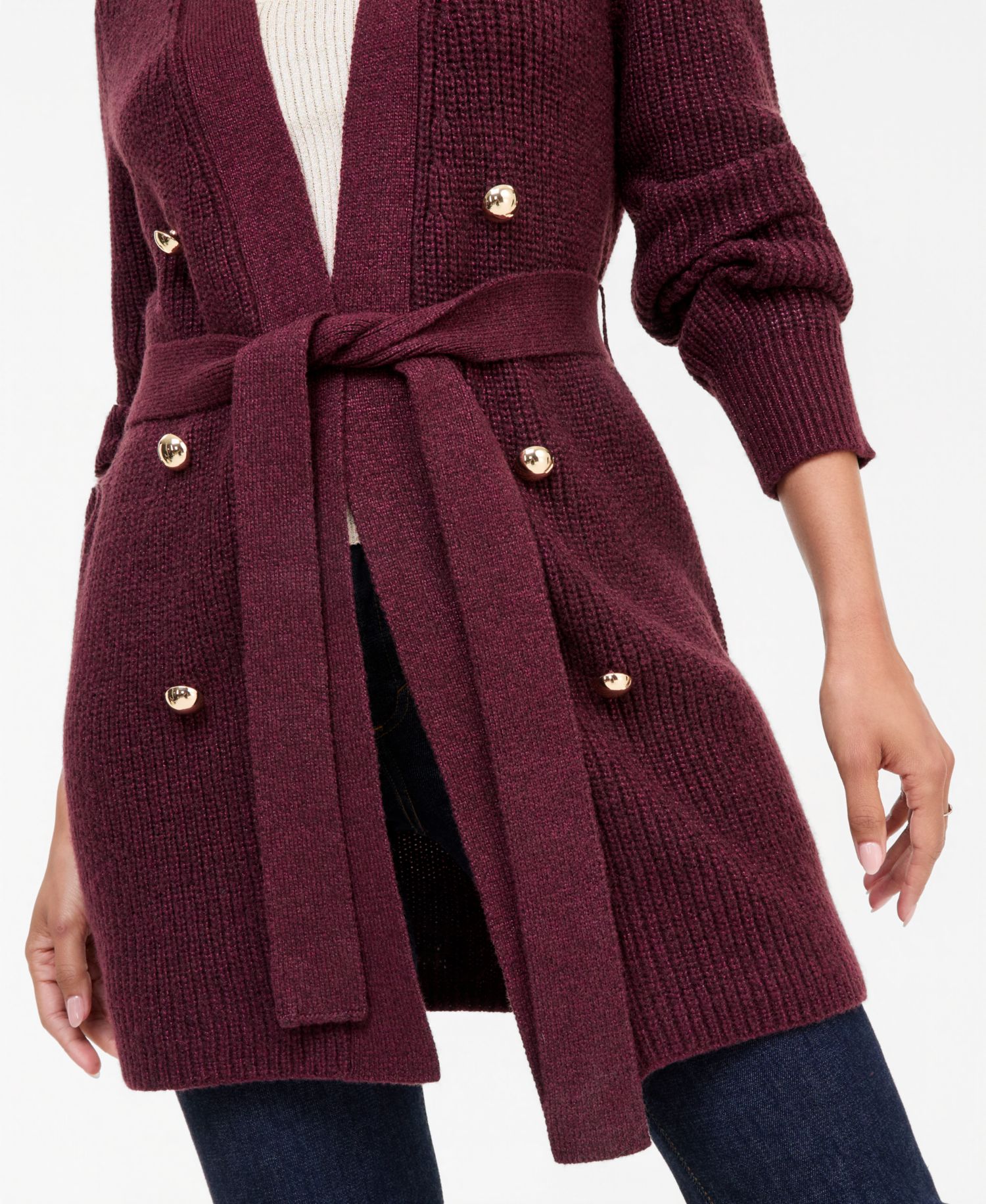 Women's Double Breasted Lurex Long-Sleeve Cardigan