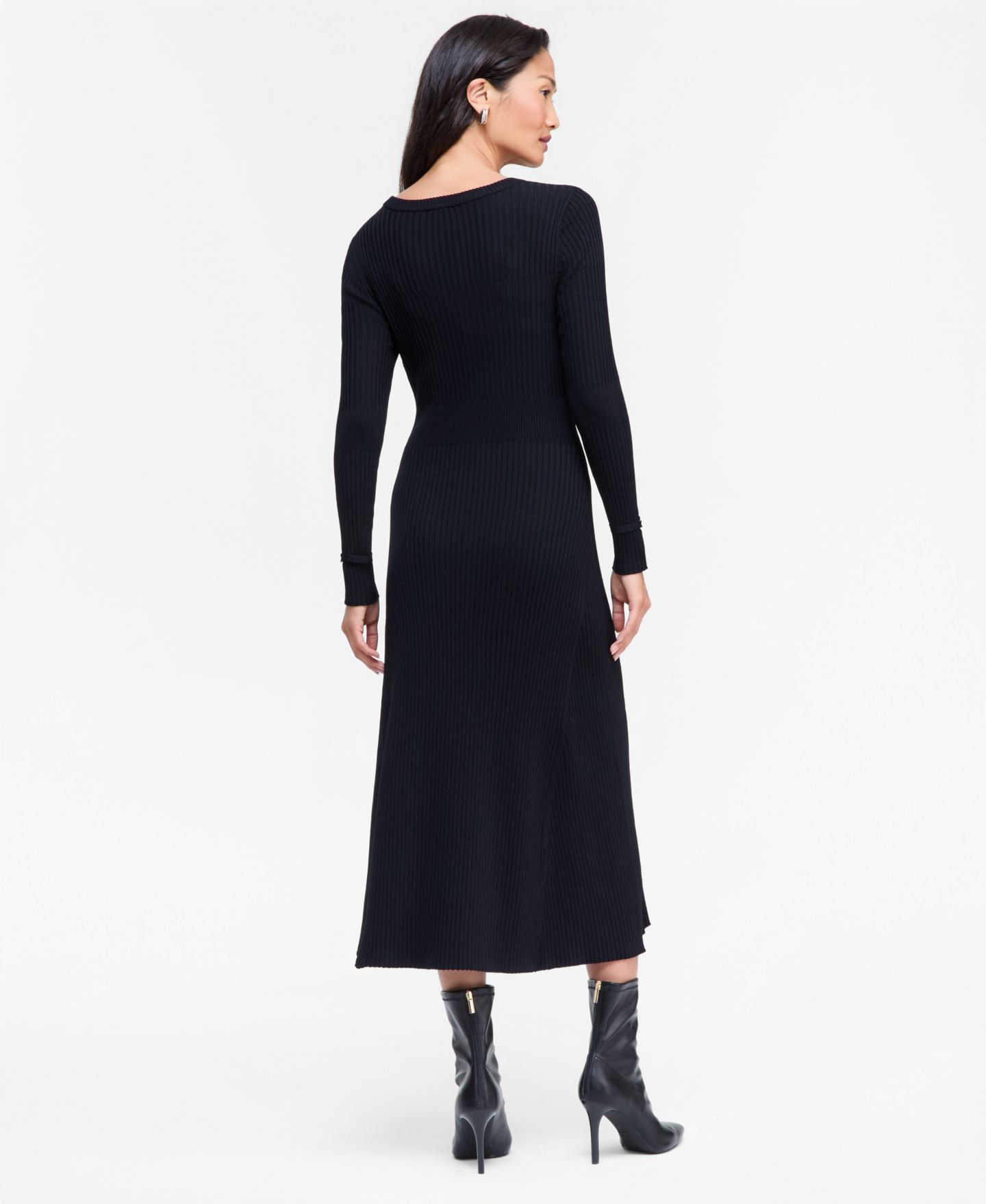 Женское платье I.N.C. International Concepts Crewneck Ribbed Long-Sleeve Sweater Dress, цвет: Глубокий чёрный — фото 2