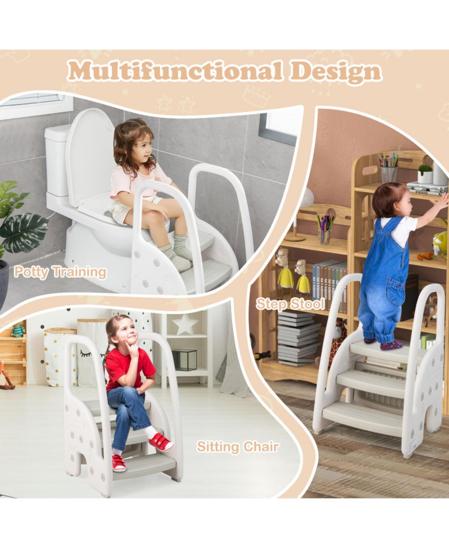 Toddler 3-Step Detachable Anti-Slip Stool