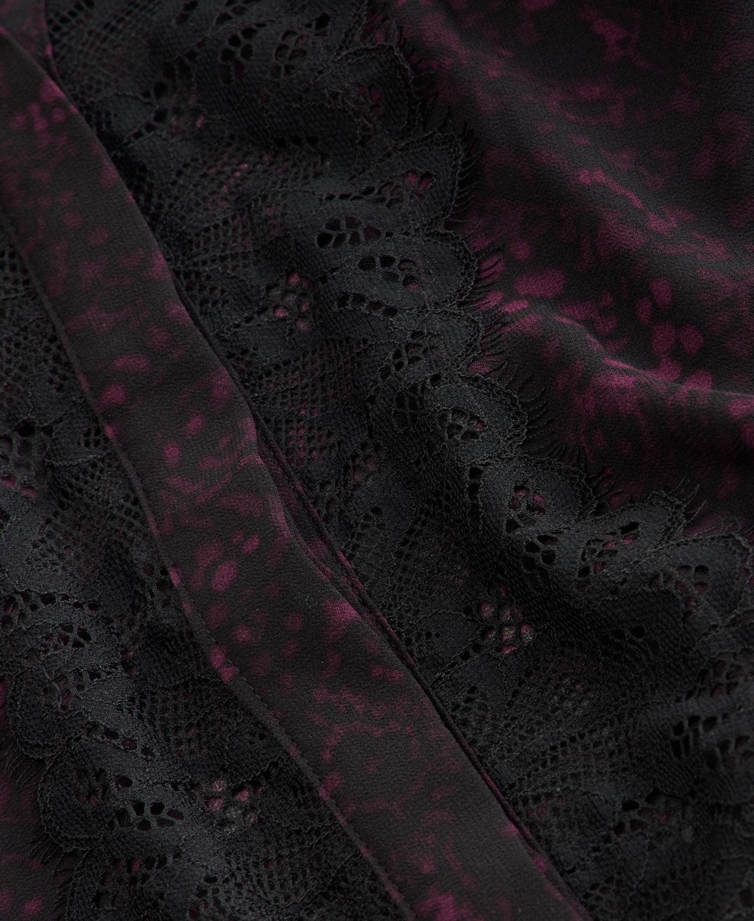 Women's Print Lace-Trim Button-Front Blouse