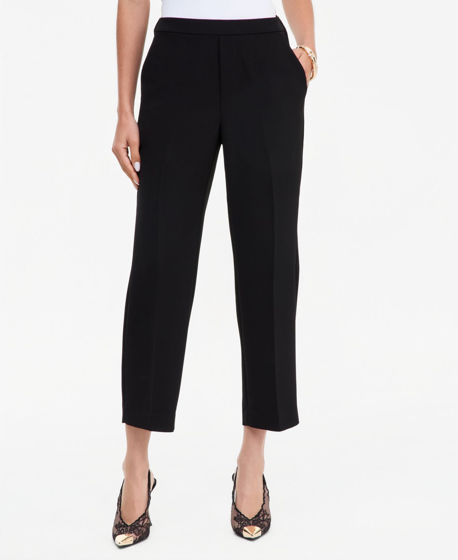 Women's Pull-On Cropped Elastic-Waist Pants