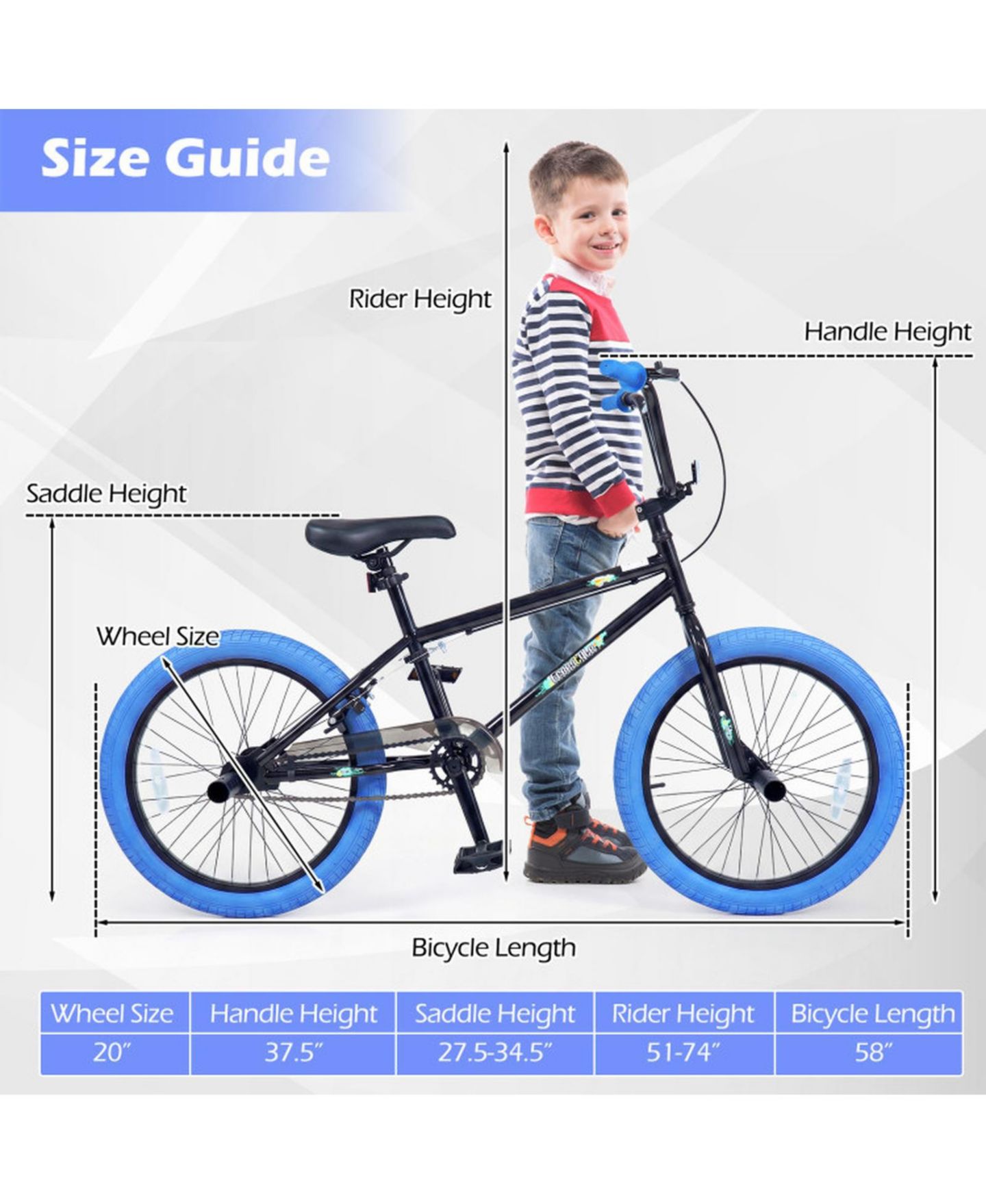 Детская игрушка SUGIFT 20" Trick Bicycle with 360-Degree Steering, Carbon Steel Frame, 7" Adjustable Seat, Ages 8-12, цвет: Тёмно-синий — фото 3