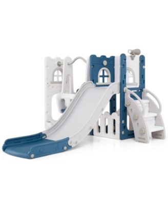 Toddler 7-in-1 L-Shaped Basketball Hoop Swing and Slide Set