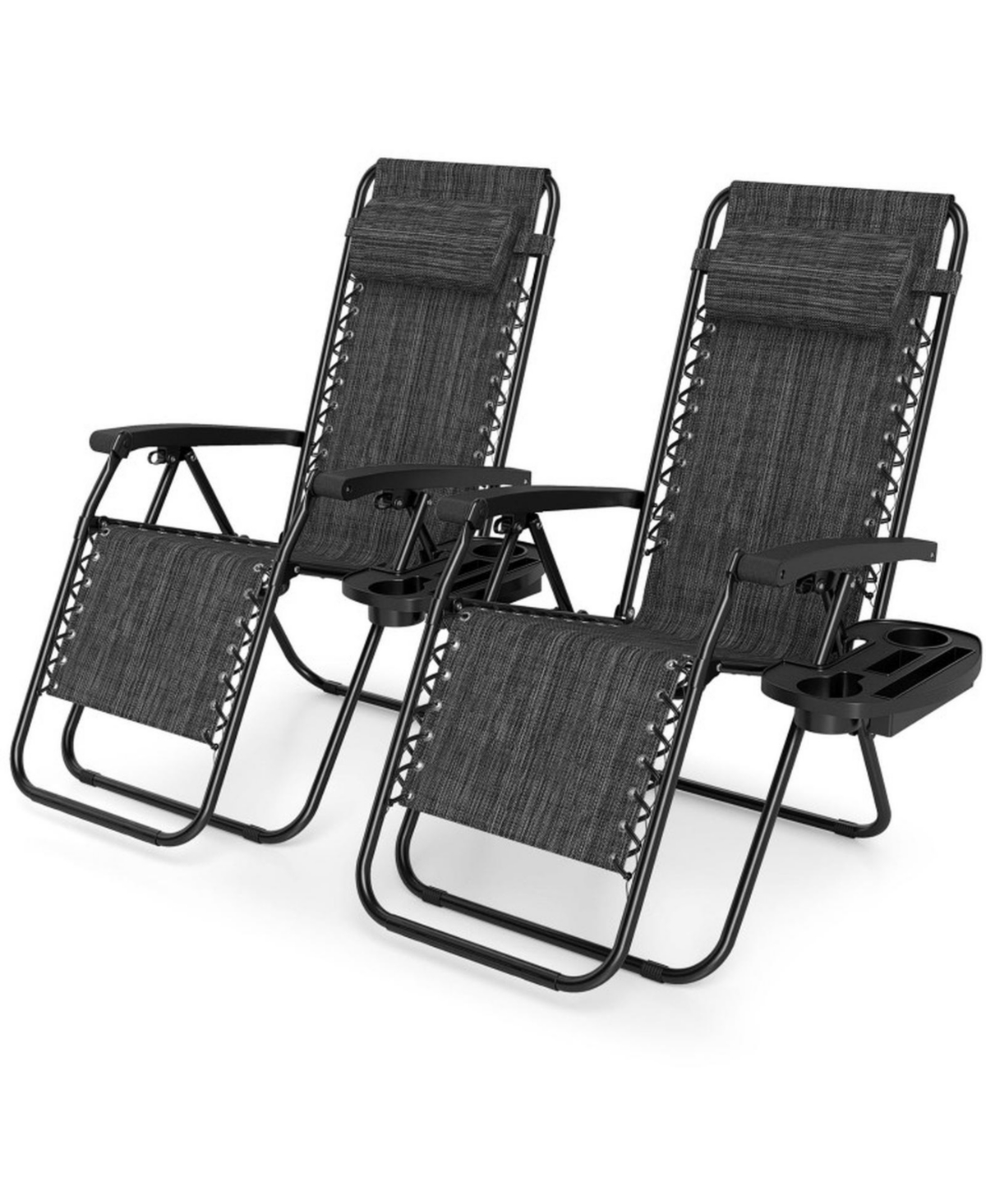 Sugift Set of 2 Portable Zero Gravity Chairs with Cup Holder Trays and Backrest
