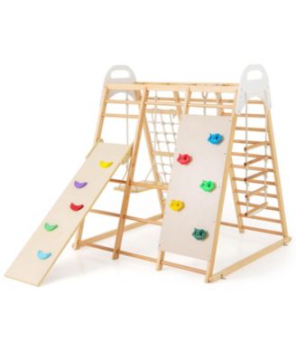 Ages 1+ 8-in-1 Wooden Jungle Gym Playset