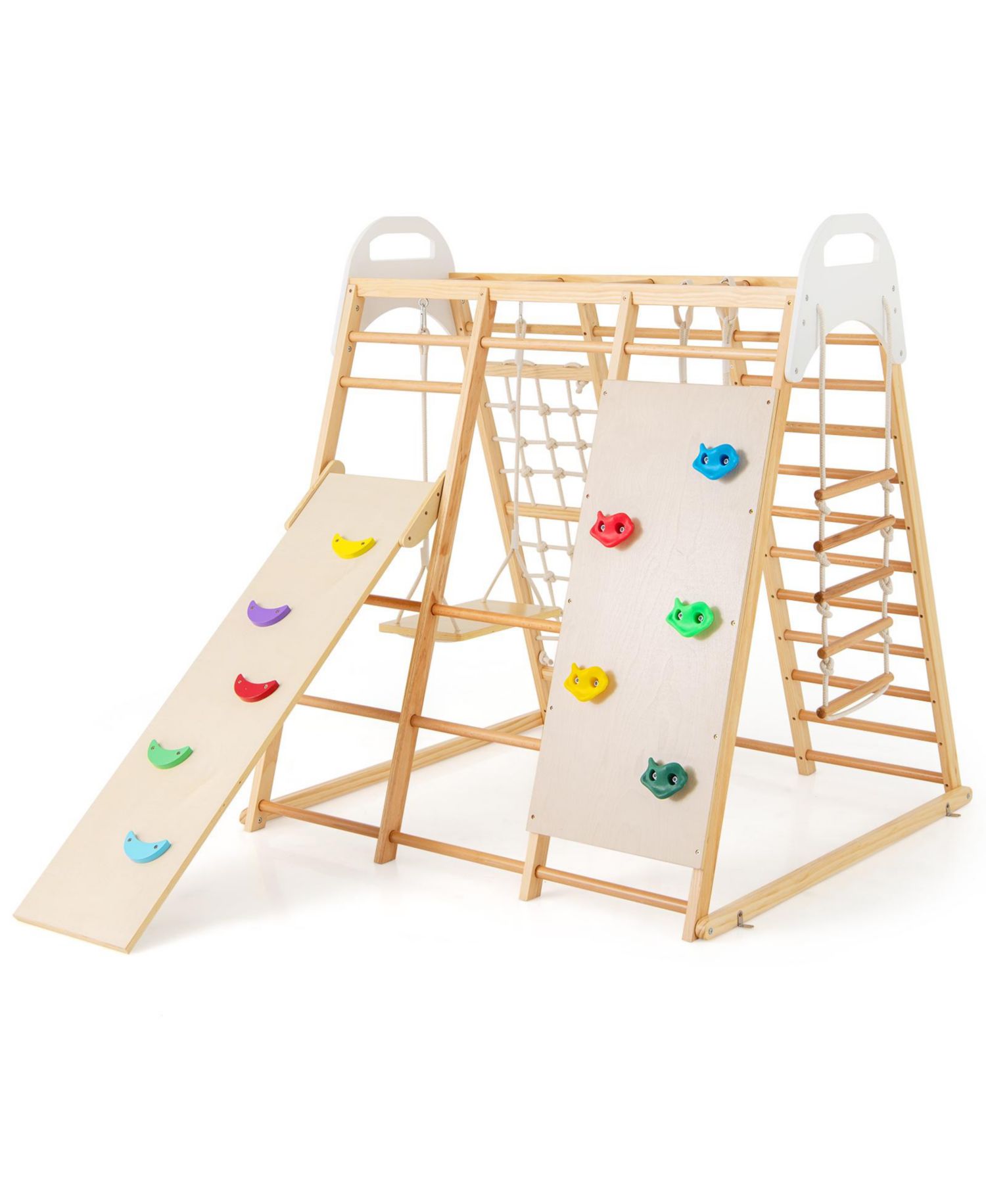 Ages 1+ 8-in-1 Wooden Jungle Gym Playset