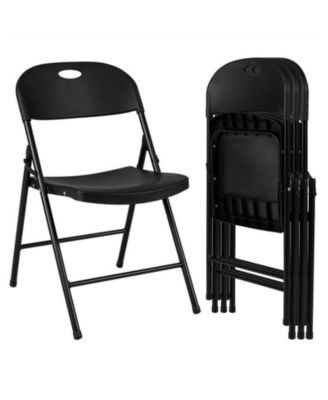 Set of 4 Foldable Plastic Chairs with Ergonomic Backrest