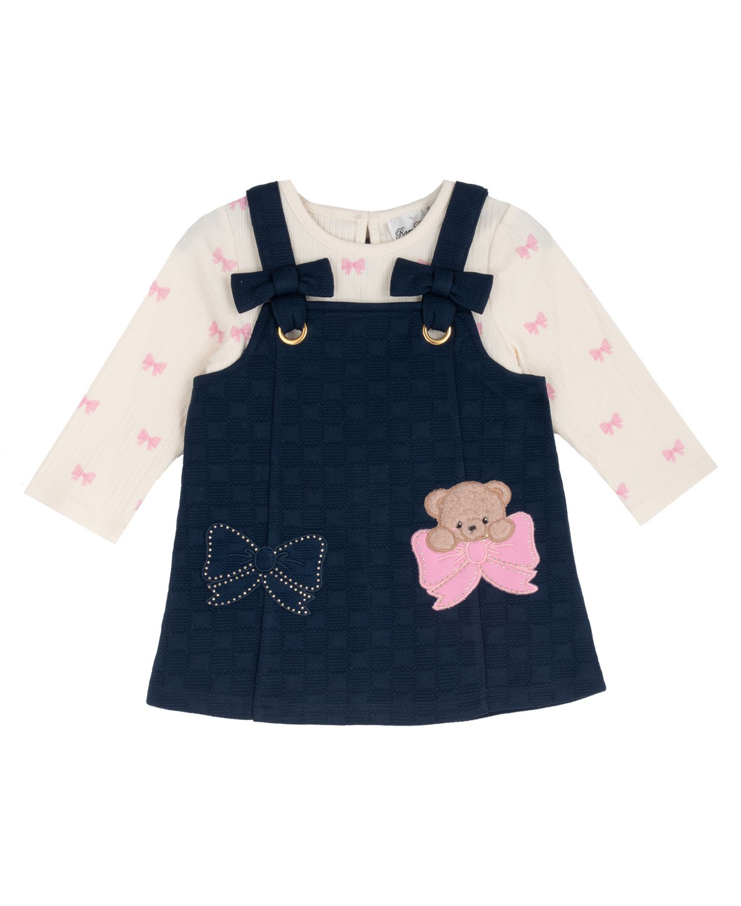 Baby Girls' Navy Double Knit Jumper and Long-Sleeve Bodysuit, 2-Piece Set
