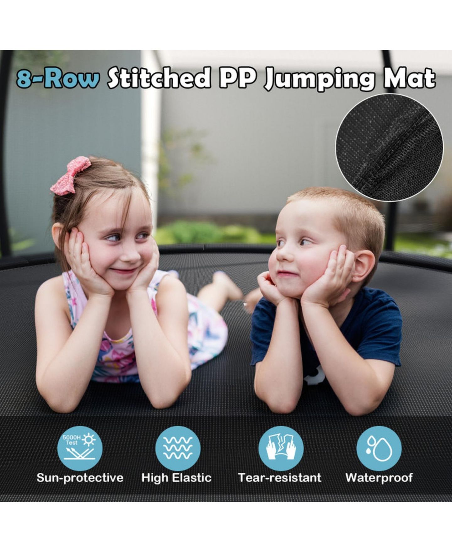 Детская игрушка HONGGE 12 ft Heavy-Duty Trampoline with Safety Enclosure Net, 1100 lb Capacity, Ages 3+, цвет: Чёрный — фото 6