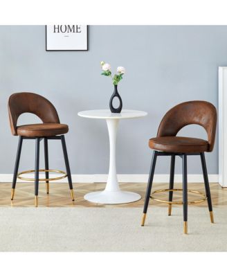 Set of 2 Modern Upholstered Bar Chair 360 Degree Rotatable Bar Chair