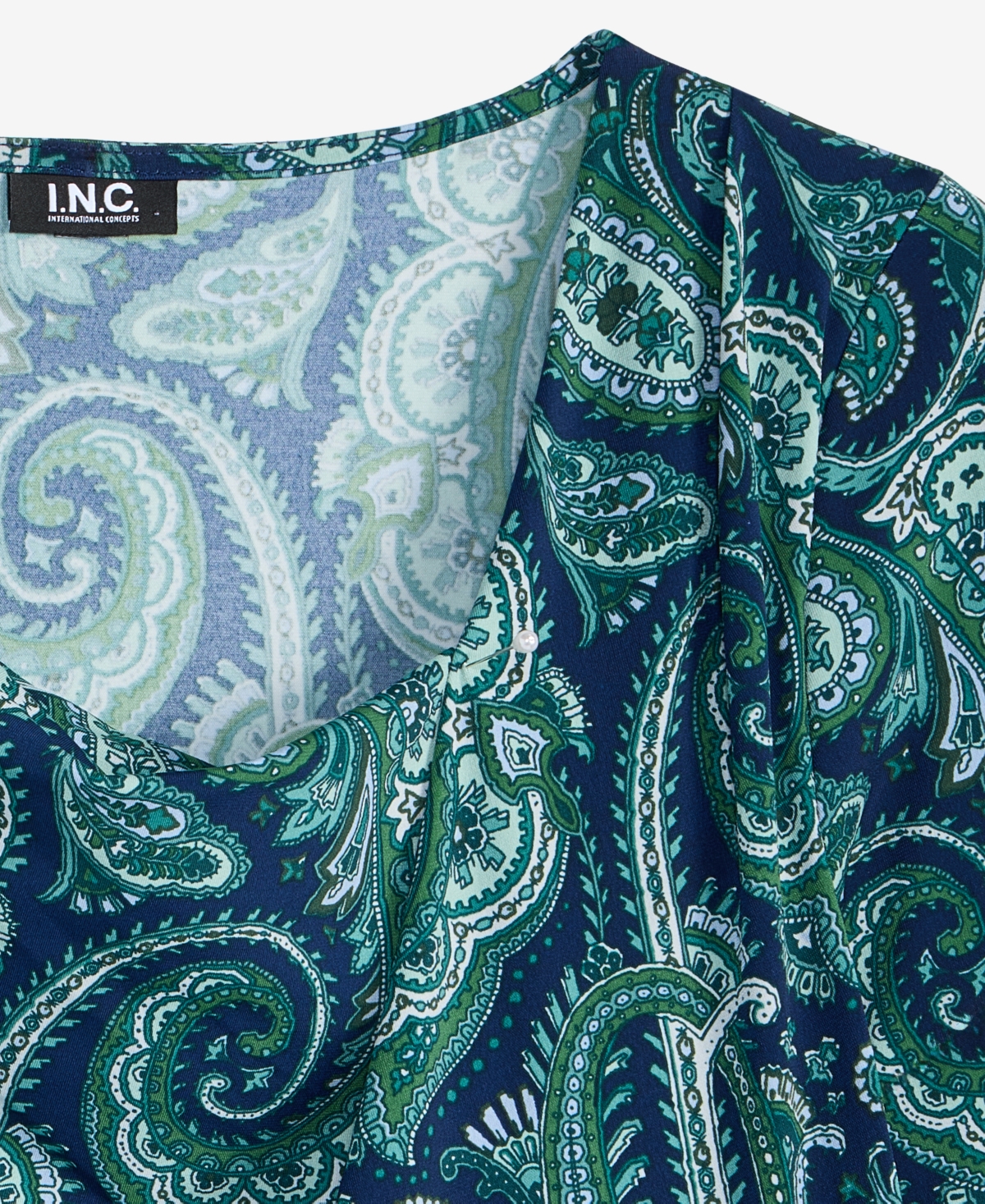I.n.c. International Concepts Women's Paisley-Print Cowl-Neck Long-Sleeve Blouse, Macy's Exclusive
