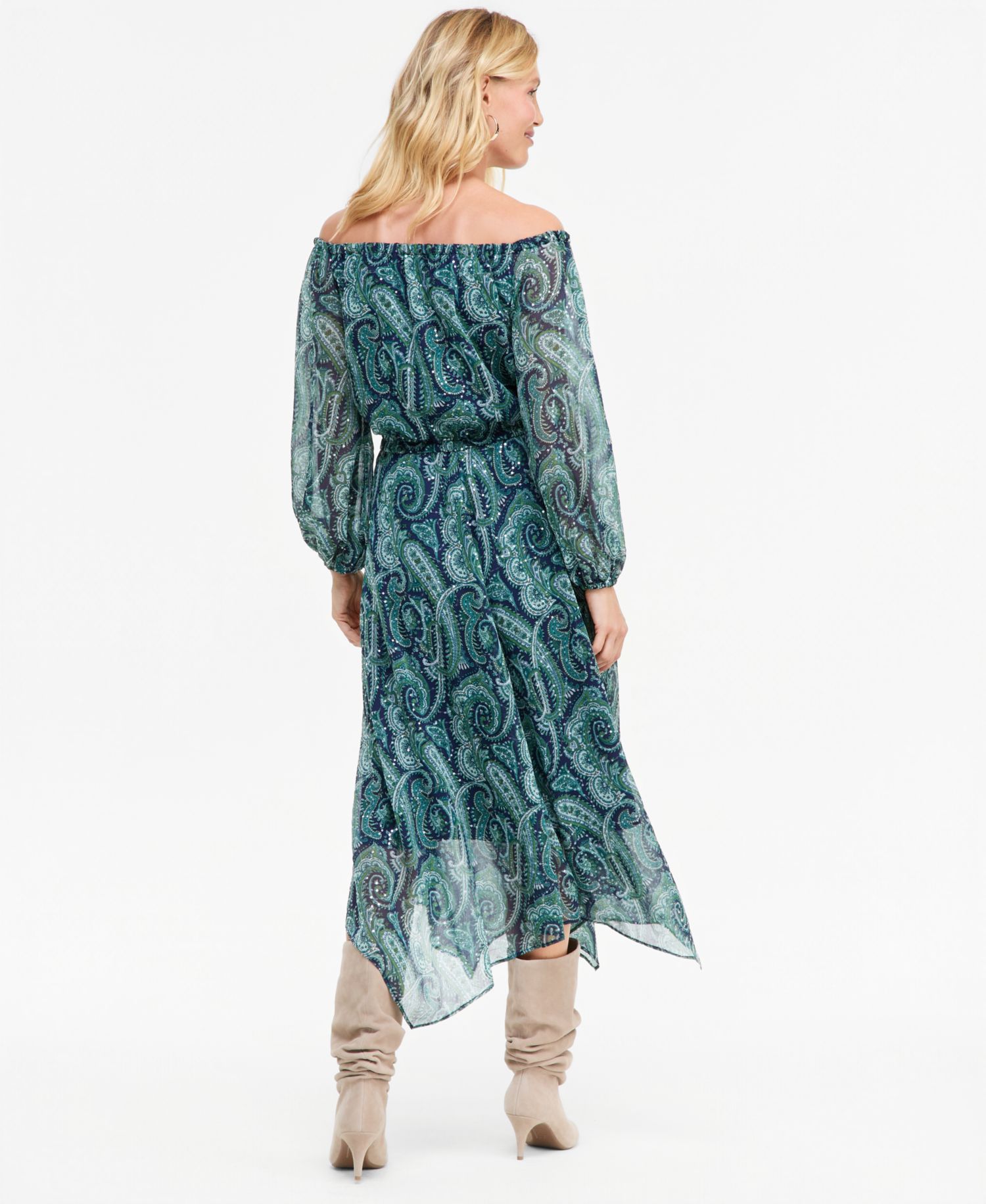 Women's Off-the-Shoulder Asymmetrical Long-Sleeve Dress