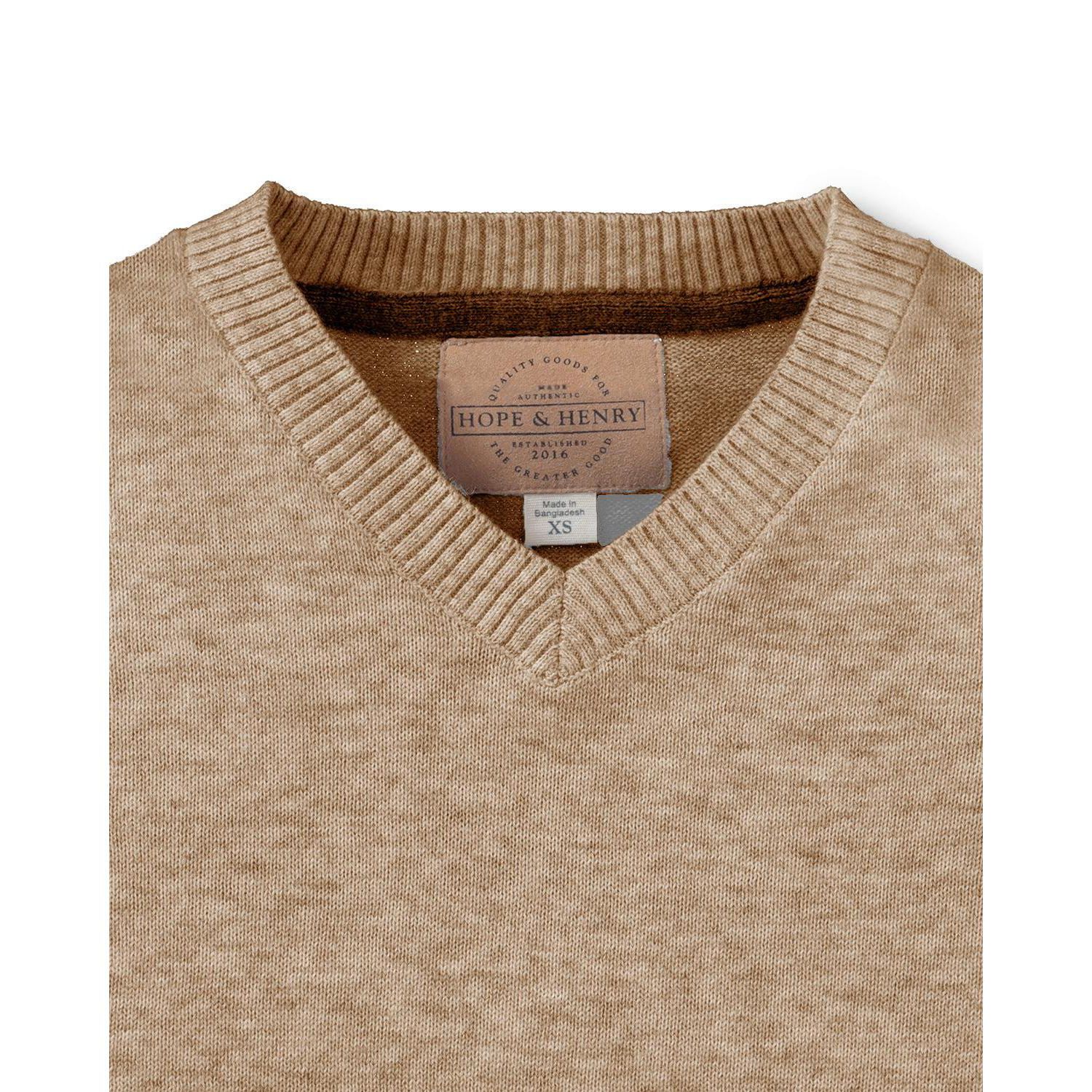 Little and Big Boys' 5- 7 Organic V-Neck Sweater with Elbow Patches