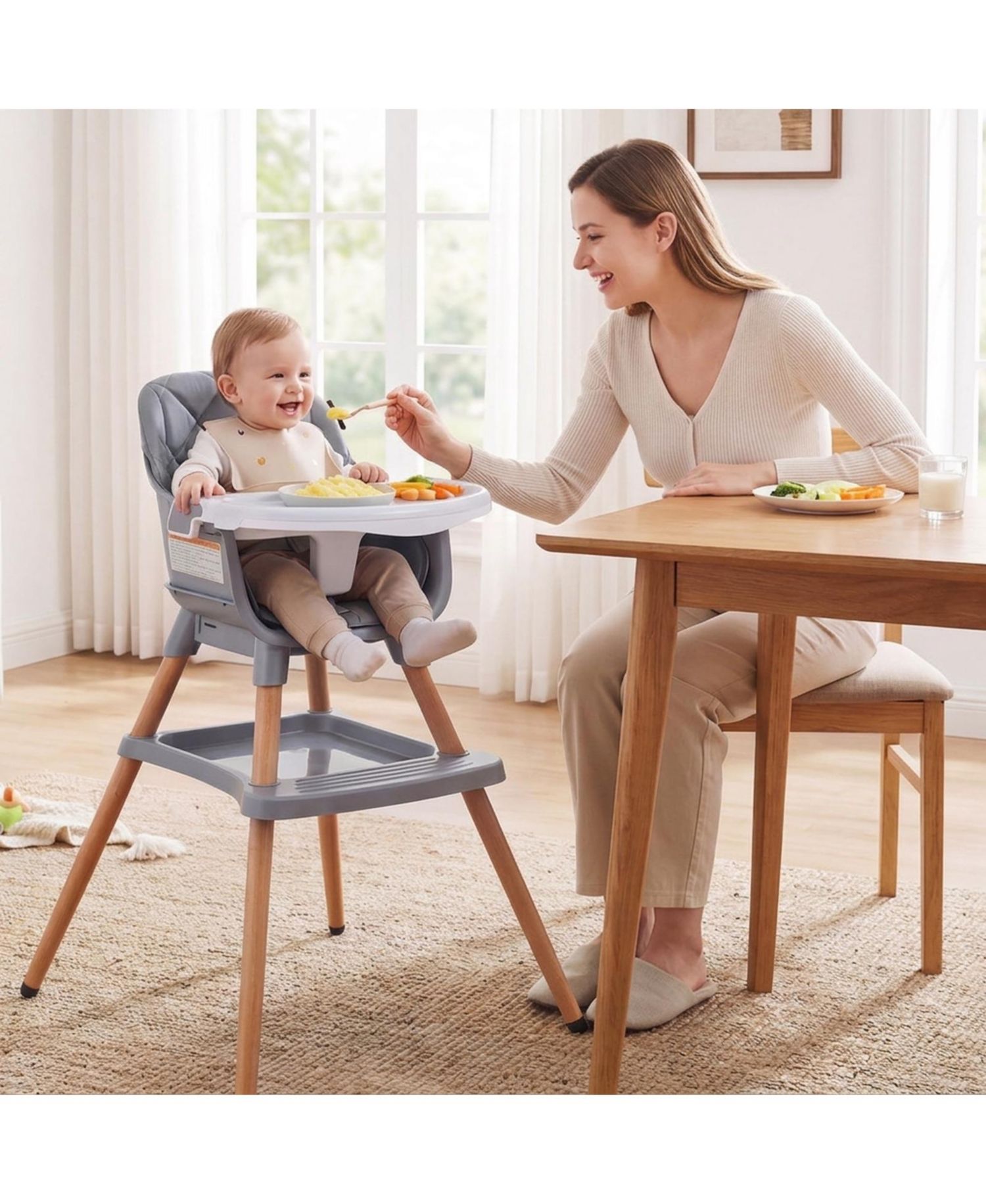 9-in-1 Convertible High Chair for Babies and Toddlers with Seat Cushion