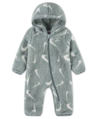 Baby Boys' and Baby Girls' Hooded Printed High-Pile Fleece Coverall
