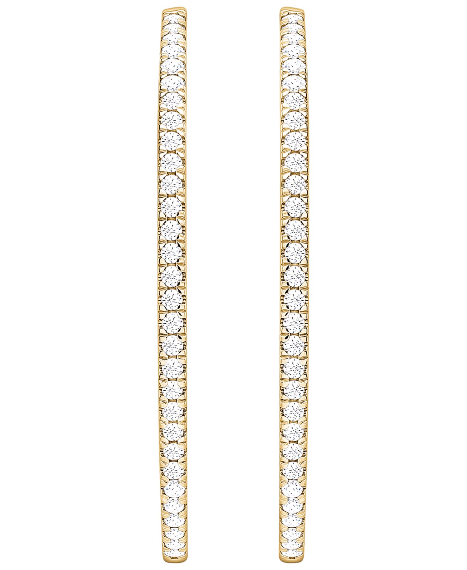 Diamond Hoop Earrings (1 ct. t.w.) in 14k White or Yellow Gold