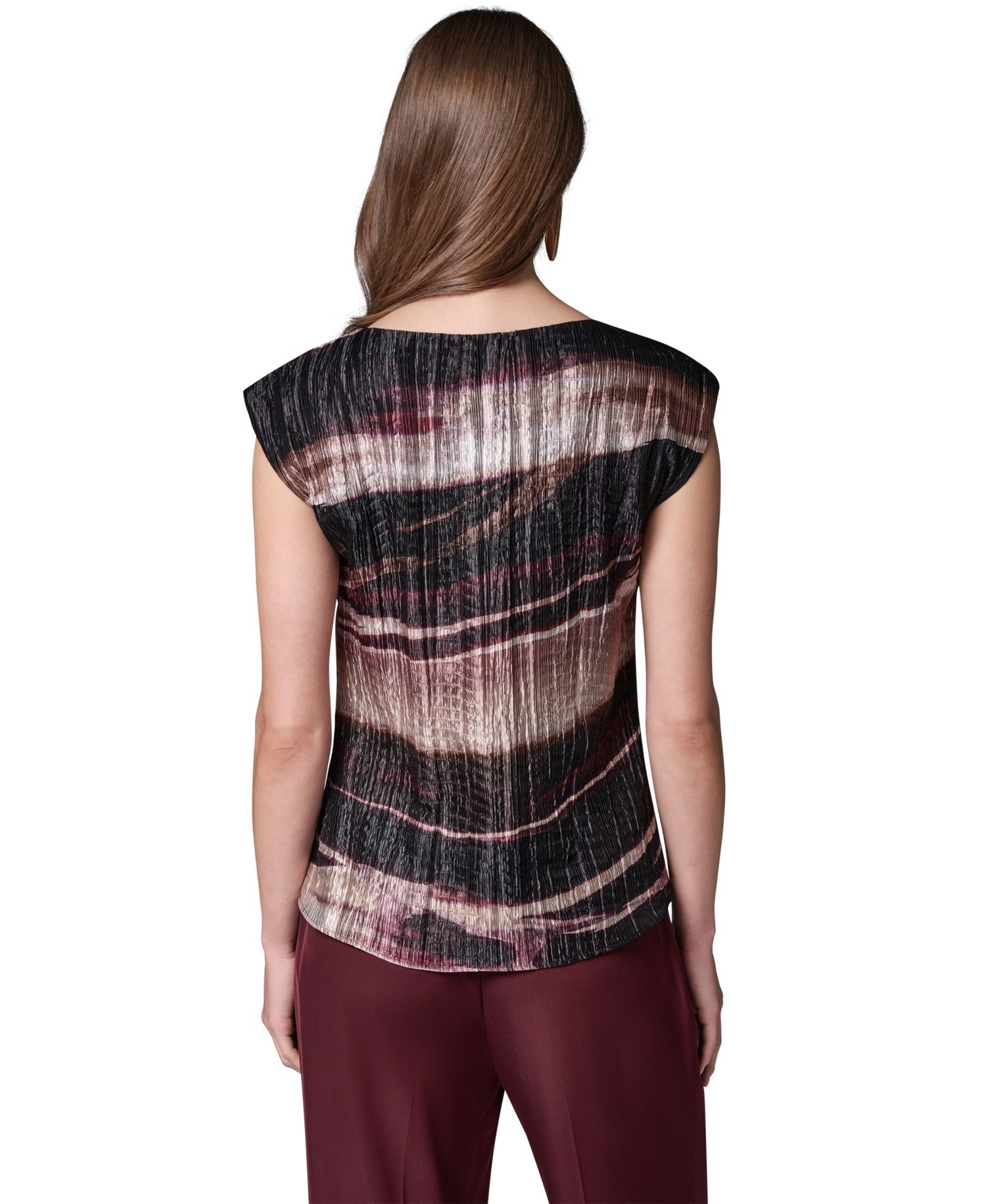 Petite Sleeveless Boat-Neck Striped Blouse