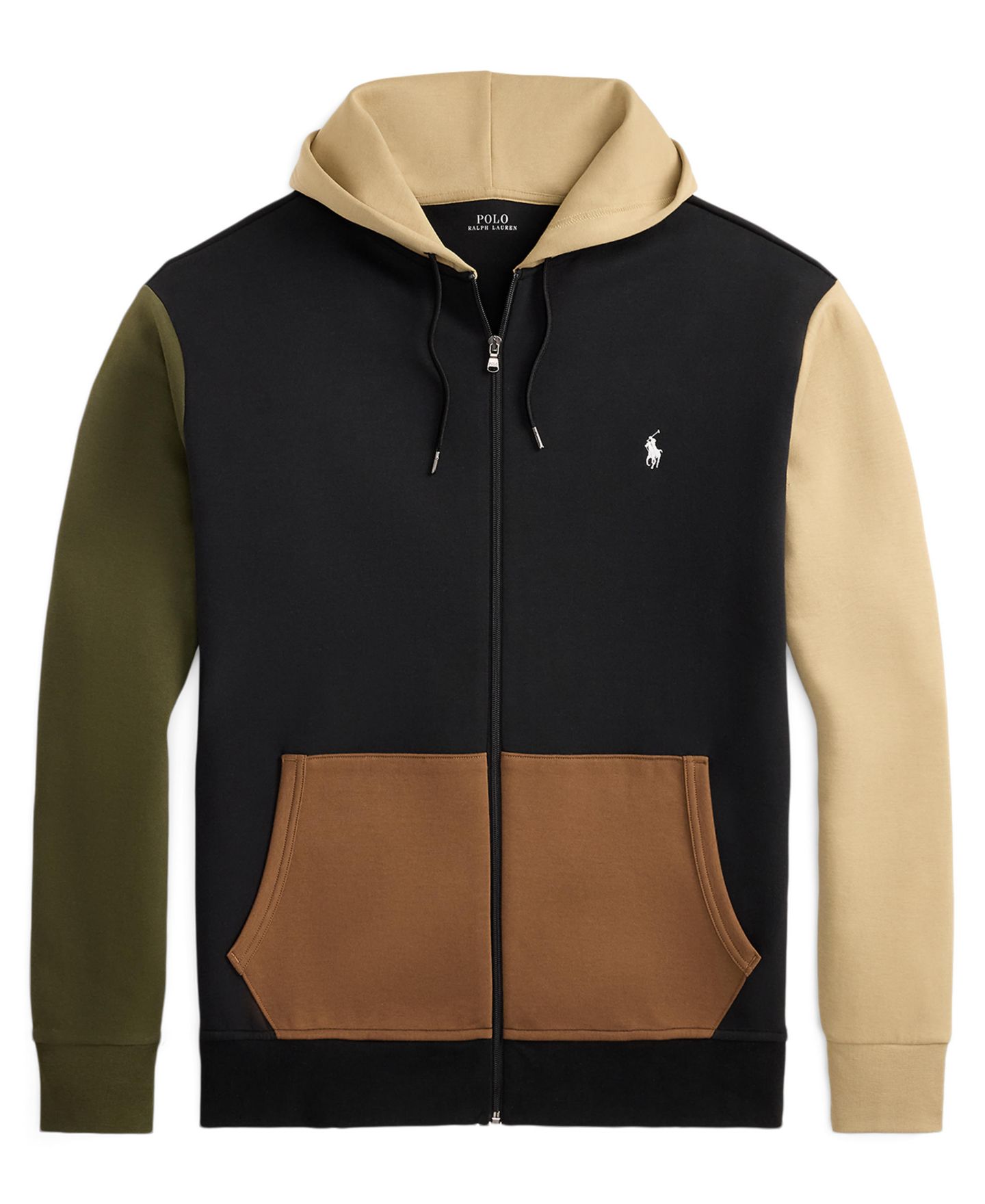 Мужское худи Polo Ralph Lauren Big & Tall Double-Knit Full-Zip, цвет: Чёрный разноцветный — фото 5