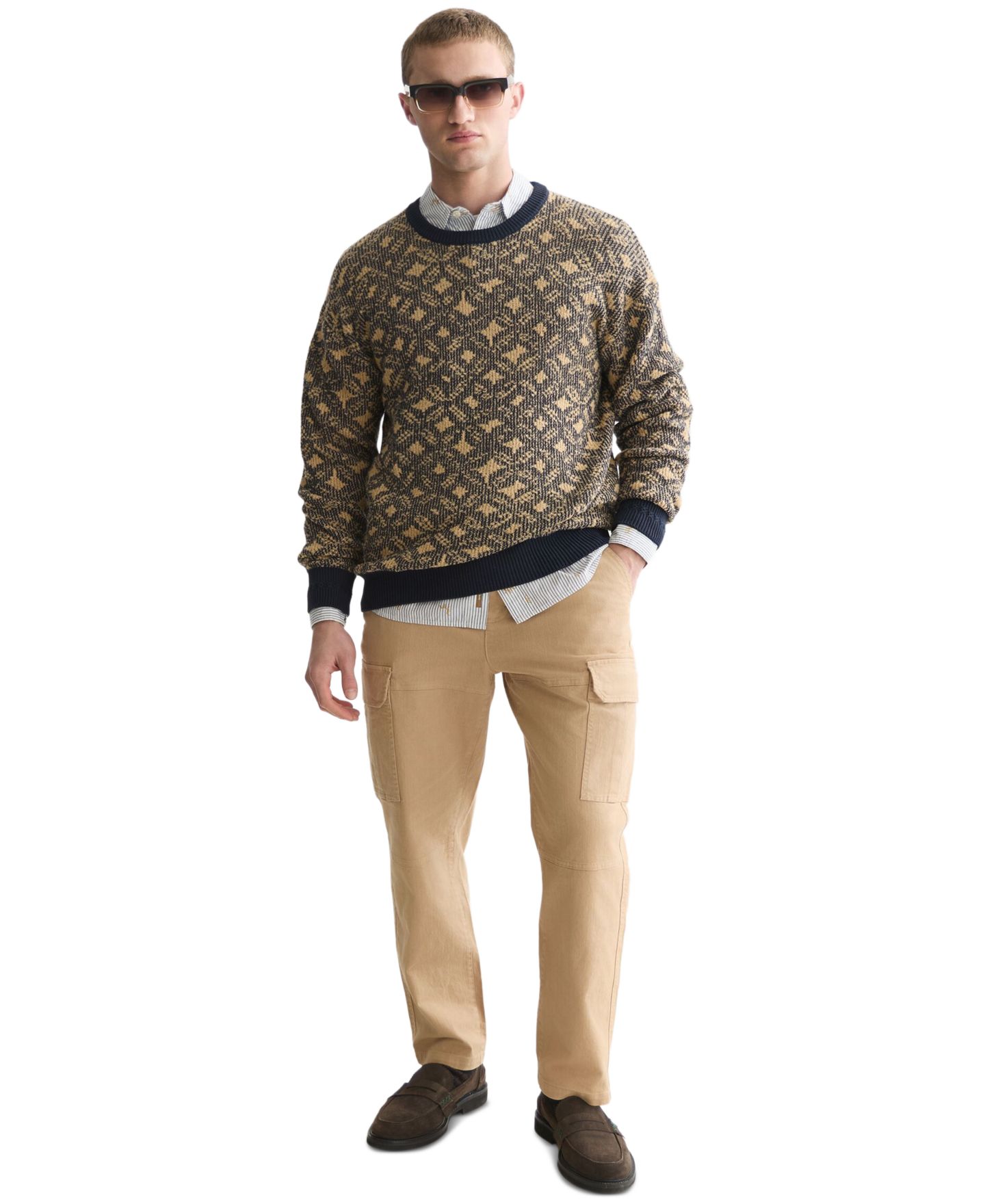 Мужской свитер SCOTCH & SODA Jacquard Wool-Blend Dropped Shoulder Crewneck, цвет: Комбинированный — фото 2