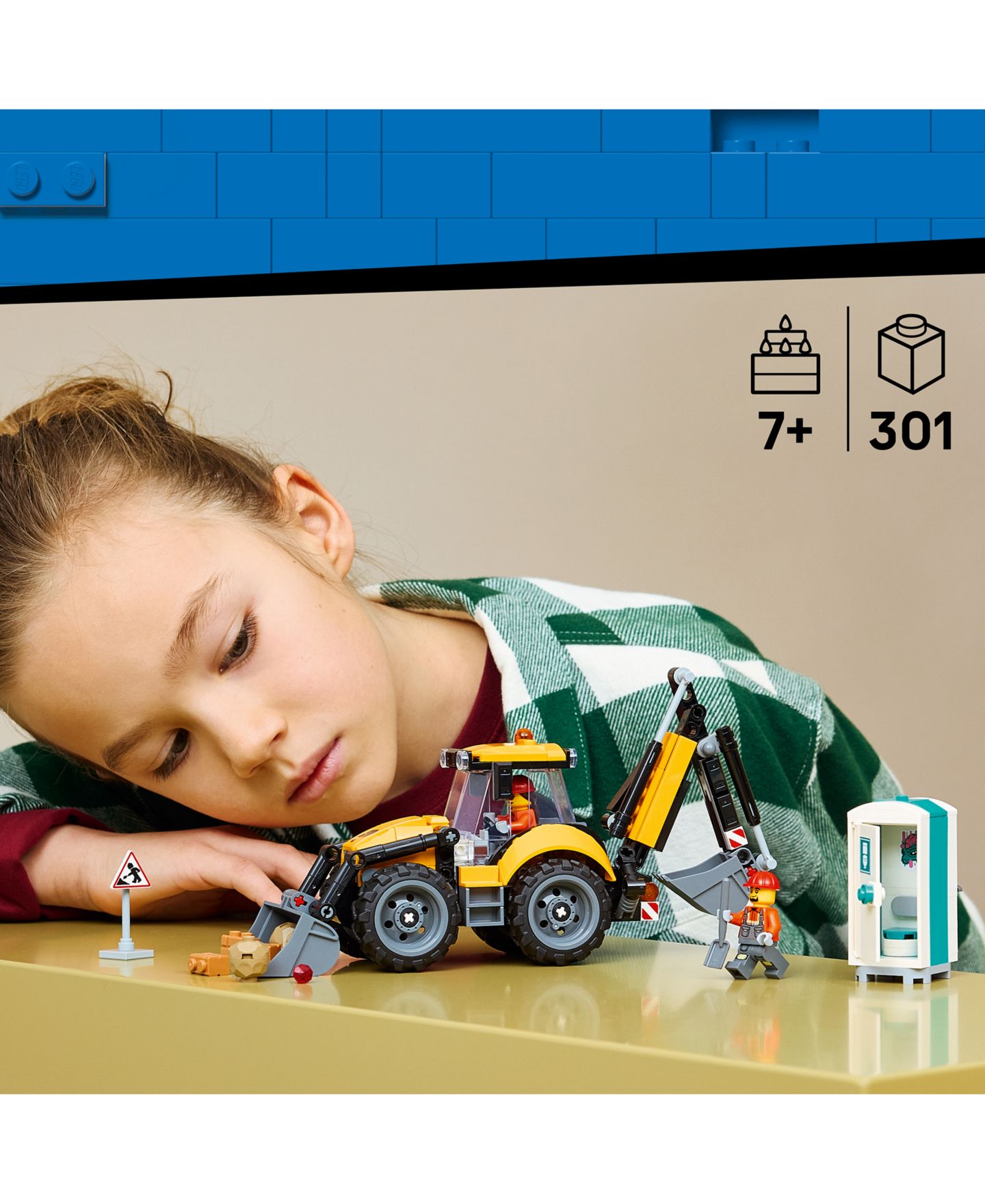 Детские конструкторы LEGO® City Yellow Backhoe Loader Building Toy 60480, 301 Pieces — фото 4