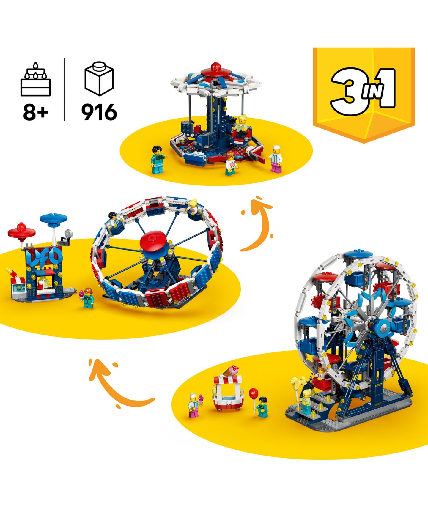 Детские конструкторы LEGO® Creator 3 in 1 Iconic Ferris Wheel 31389, 916 Pieces — фото 2