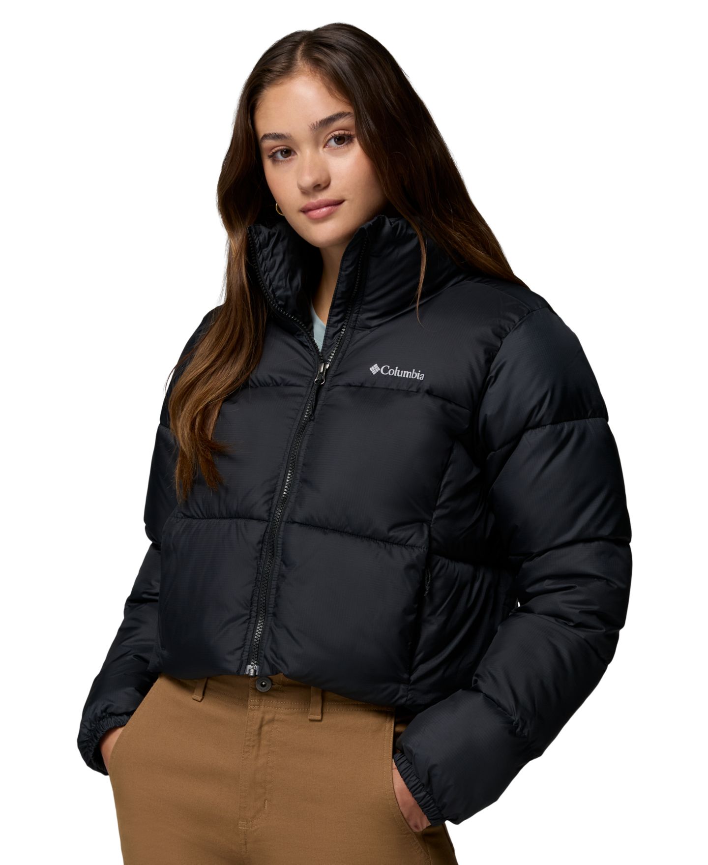 Женская куртка Columbia Puffect Cropped Jacket, цвет: Чёрный — фото 4