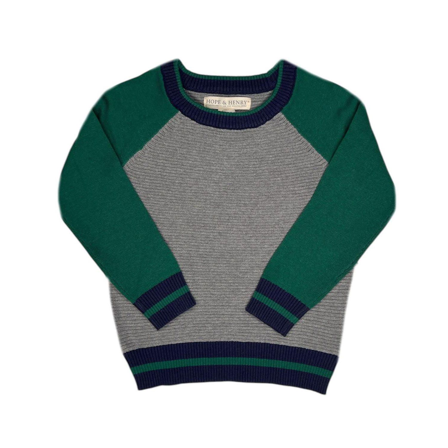 Little and Big Boys' 5-7 Organic Long Sleeve Raglan Sweater