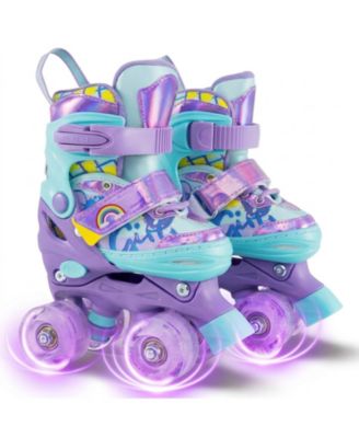 4 Sizes Adjustable Kids Roller Skates with Light-up Wheels and Safety Protection