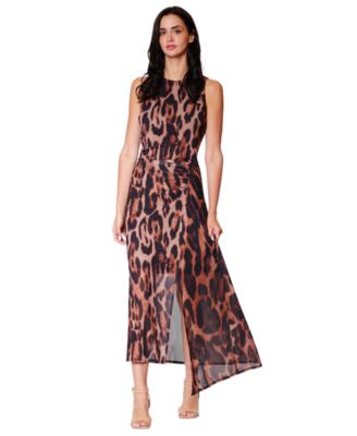 Women's Leopard-Print Asymmetrical-Hemline Midi Dress