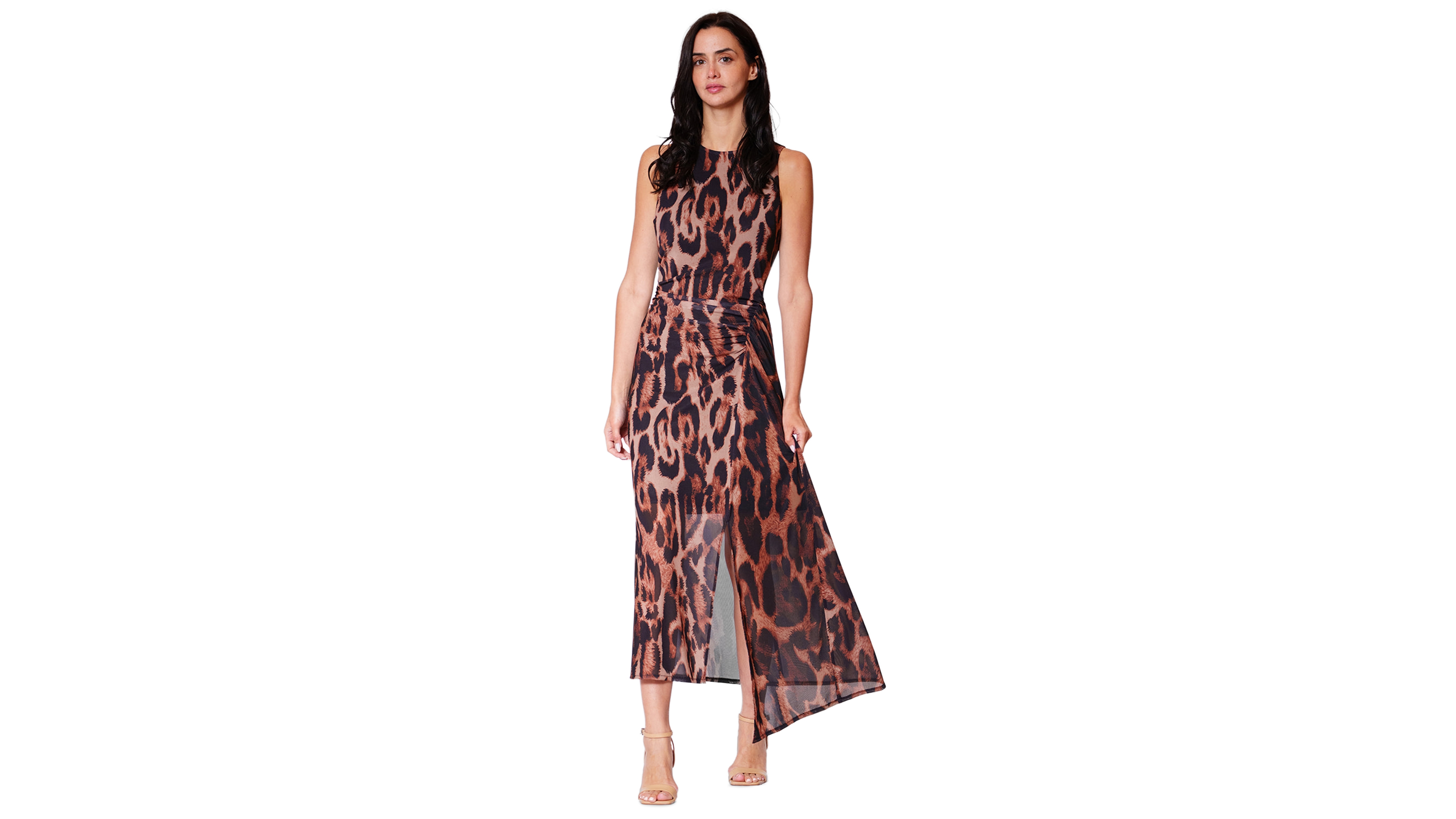 julia jordan Women's Leopard-Print Asymmetrical-Hemline Midi Dress