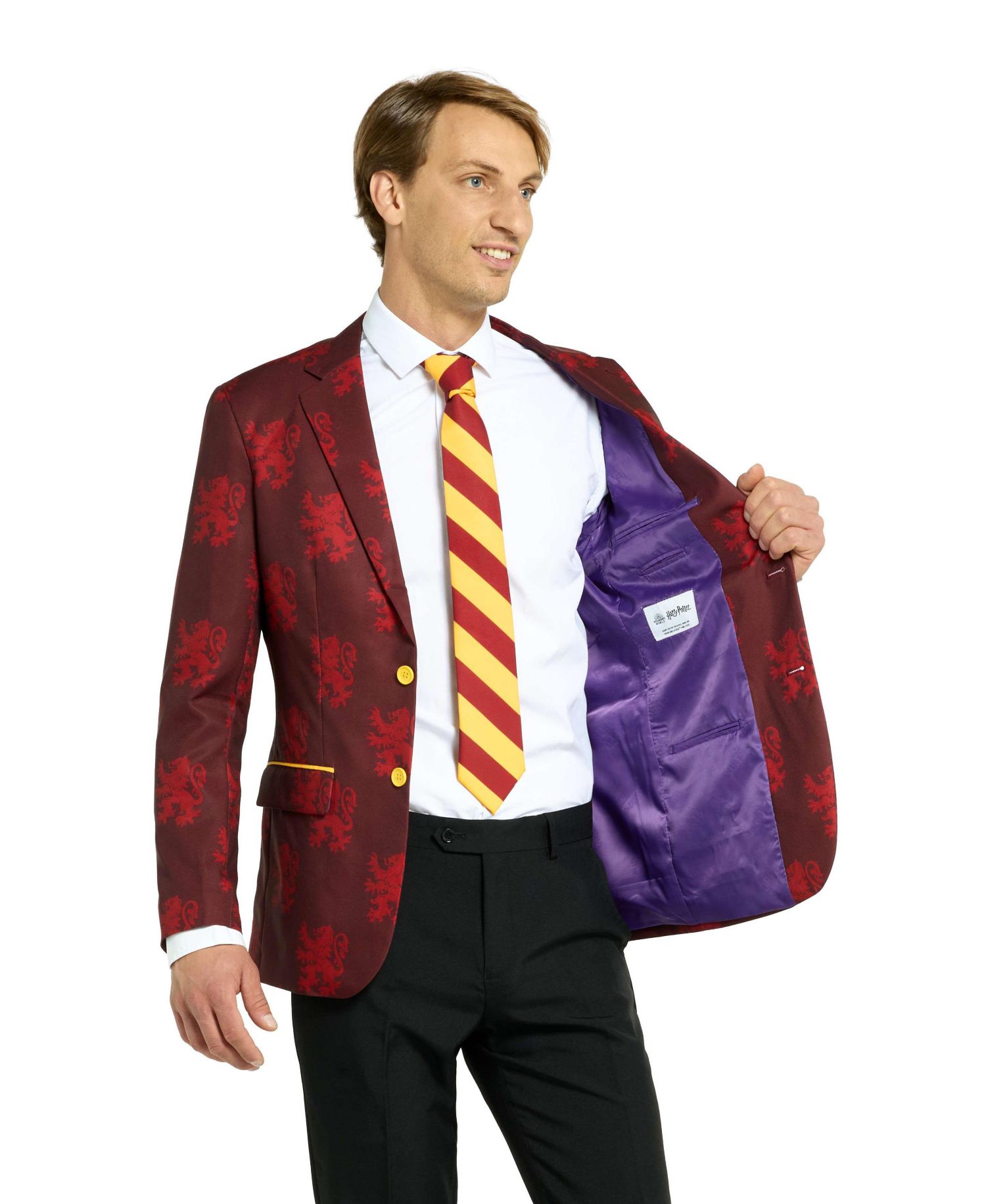 Men's Harry Potter Premium Halloween Costume - House Gryffindor - Slim Fit Suit - Includes Blazer, Pants and Tie