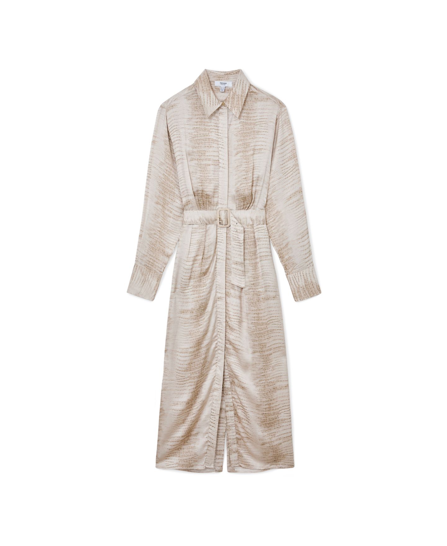Женское платье REISS Sienna Snake-Print Belted Midi Shirt Dress, цвет: Нейтральный — фото 4