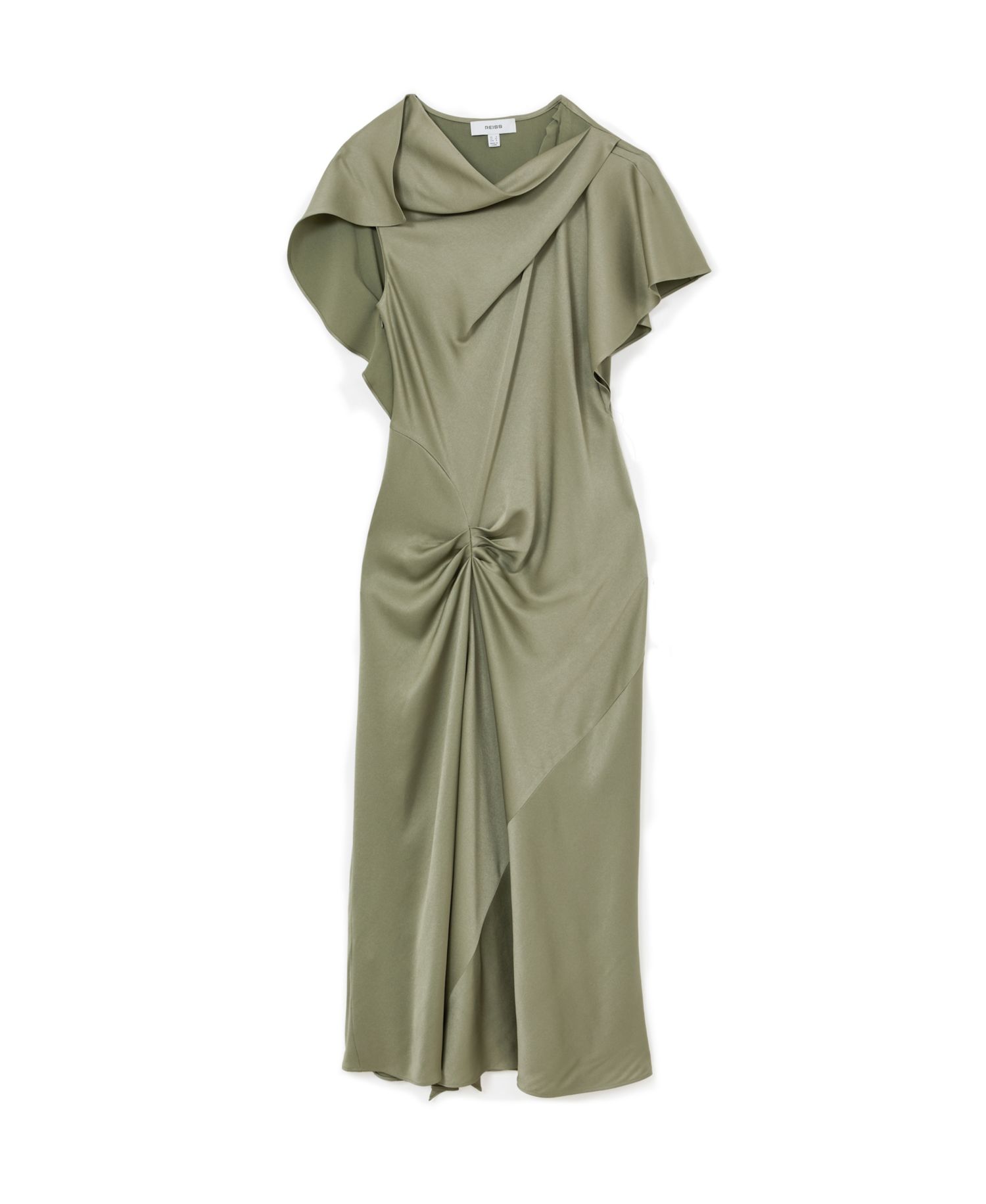 Women's Sasha Cowl Neck Gathered-Draping Satin Midi Dress