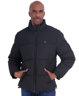 Men's Unhood Mix Media Puffer Jacket