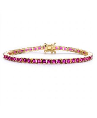 Sterling with Colored Cubic Zirconia Tennis Bracelet in Plated, Plated, Plated, or Plated