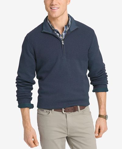 IZOD Men's Dual-Texture Quarter-Zip Sweater