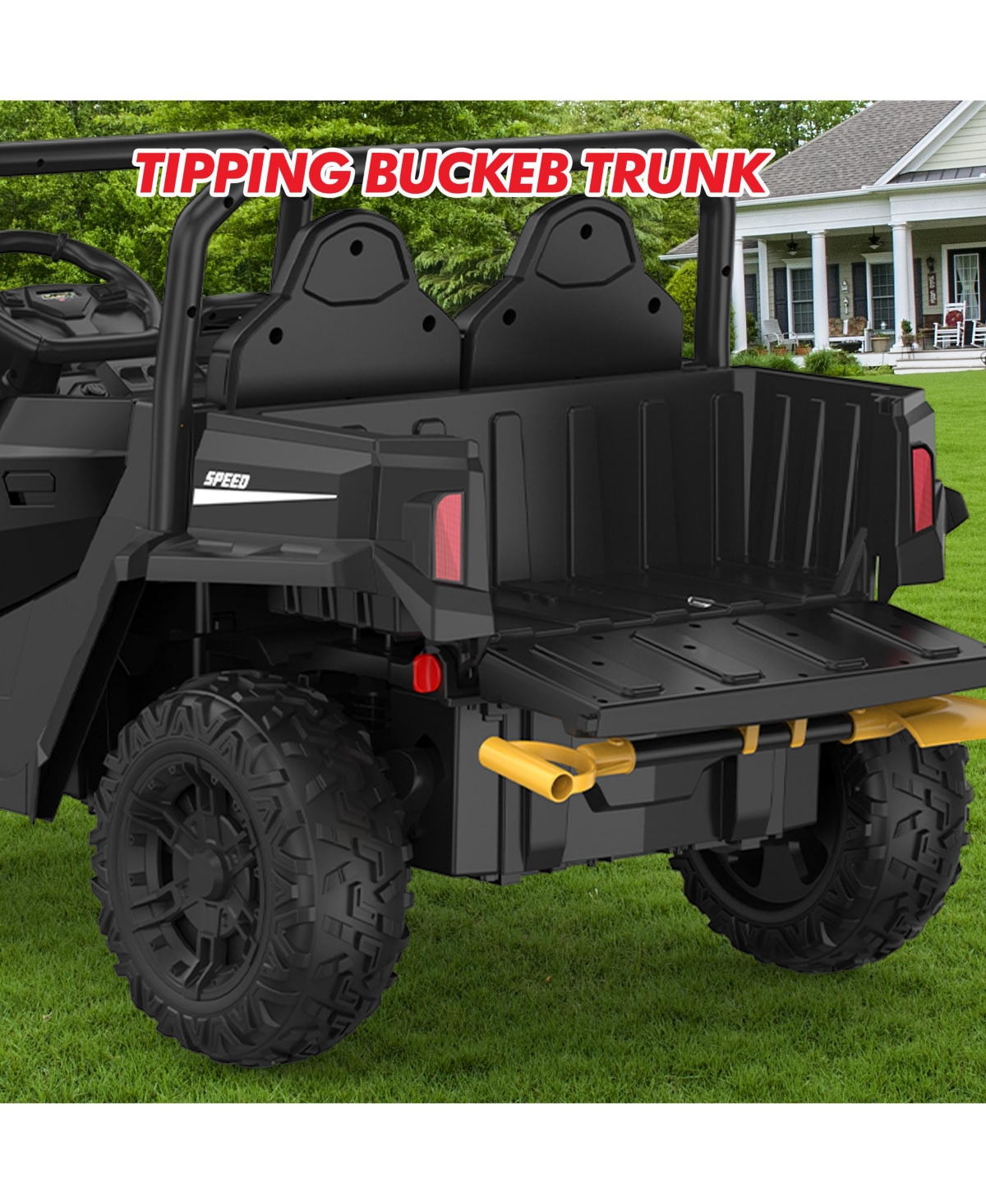 homfan Kids Ride-On Dump Truck, Realistic Electric Vehicle with Remote Control, Bed, Shovel, Key Start and Music, Safe Fun Toya
