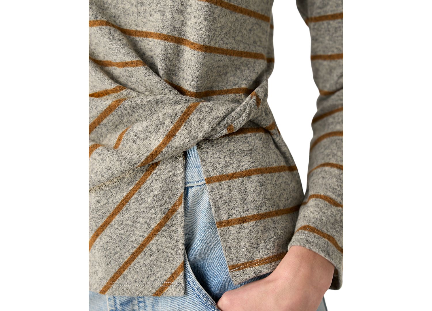 Petite Boat Neck Long-Sleeve Stripe Blouse