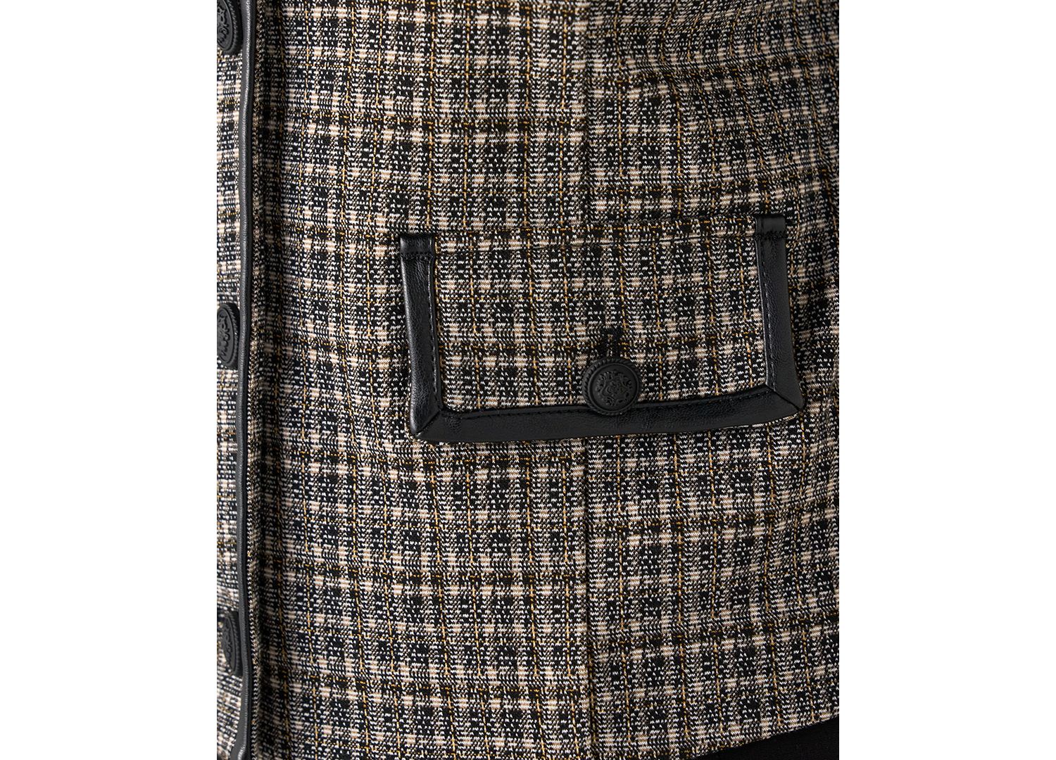 Petite Cropped Collarless Plaid Blazer