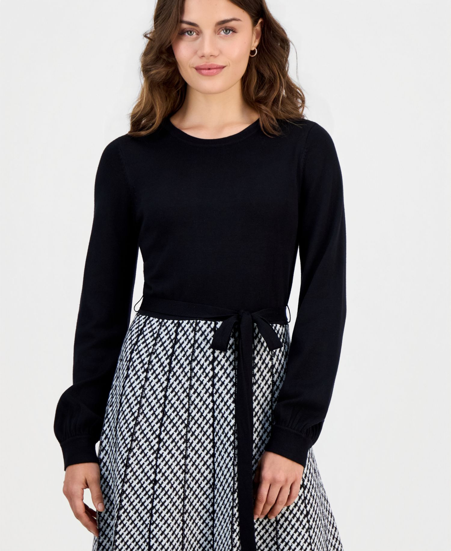 Petite Fit & Flare Long-Sleeve Sweater Dress