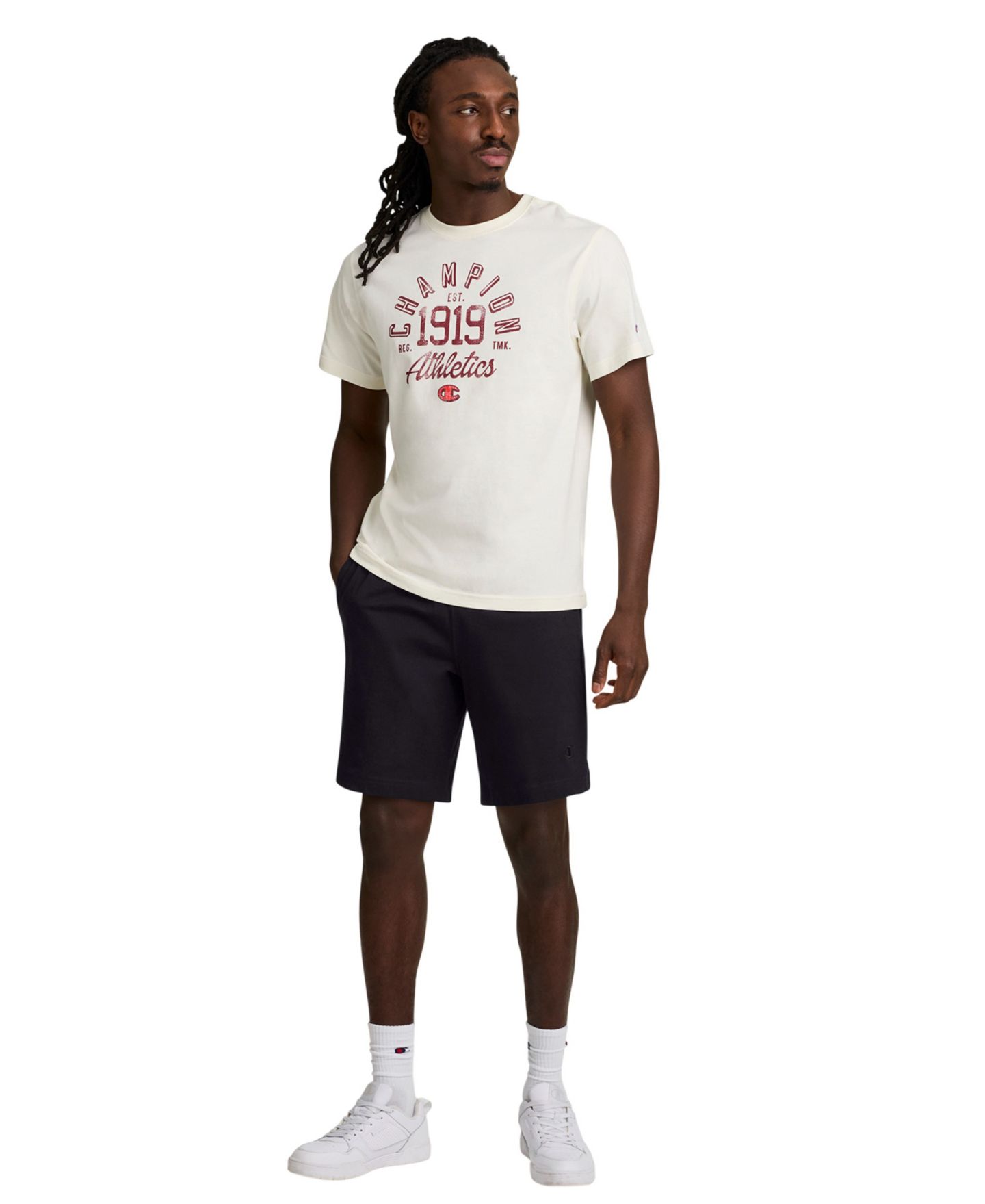 Мужские шорты Champion Jersey Embroidered C Logo Shorts, 7" Inseam, цвет: Чёрный — фото 2