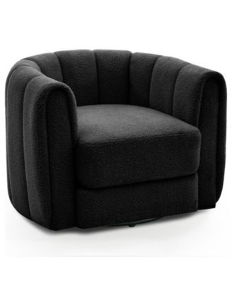 Modern Swivel Barrel Accent Chair, 360degrees)  Upholstered Armchair With Striped Backrest And Plush Padding, Round Lounge Chair,