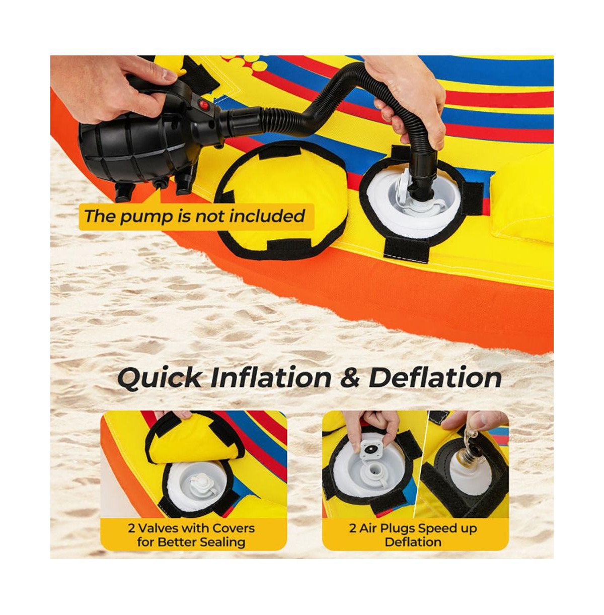 Hikeen 1 or 2 Person Inflatable Towable Tube for Boating with Quick Connector