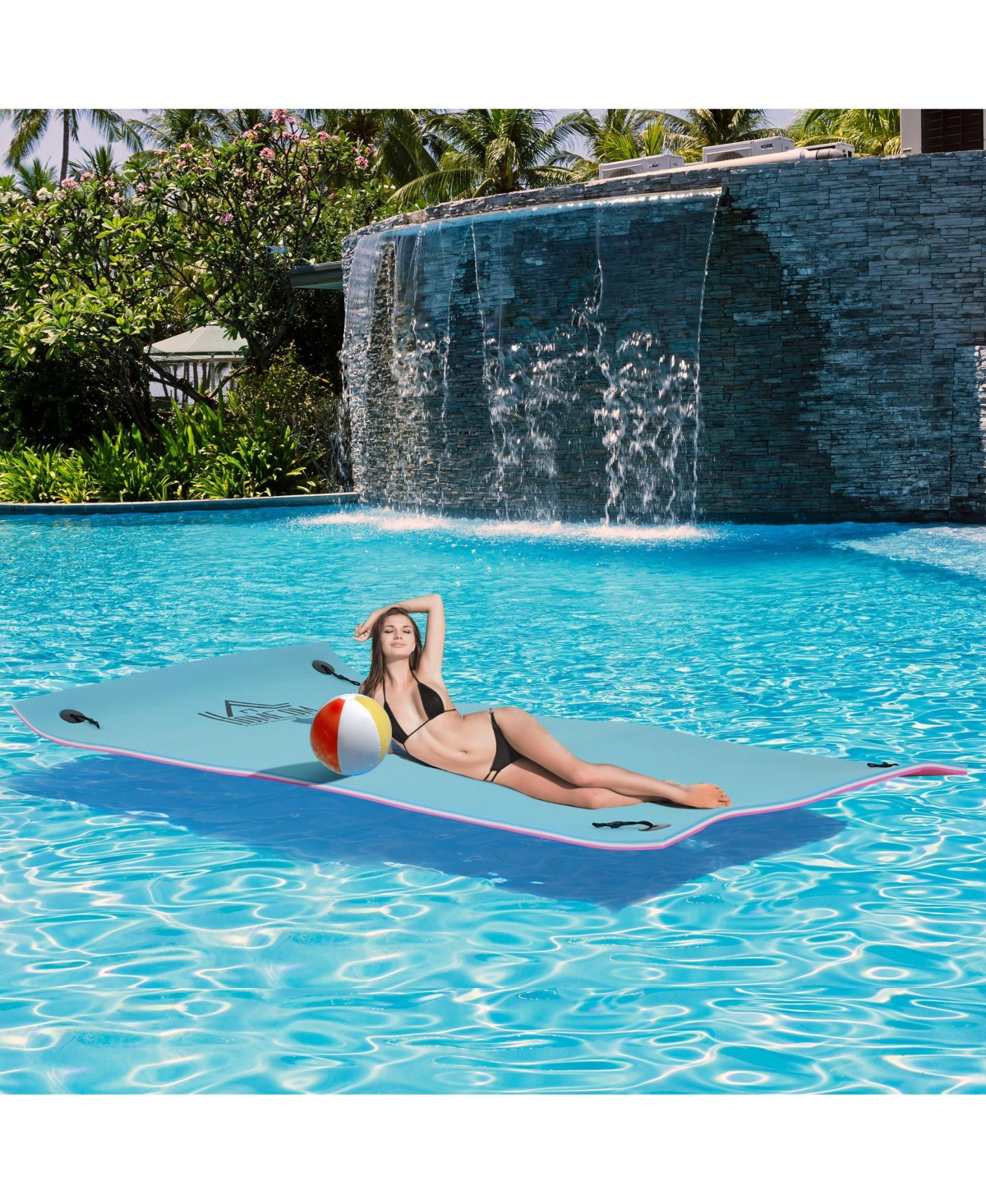 Hikeen Mega Floating Water Mat, 10' x 5' 3-Layer Pool Float Raft for Lake and Ocean, Portable Foam Construction