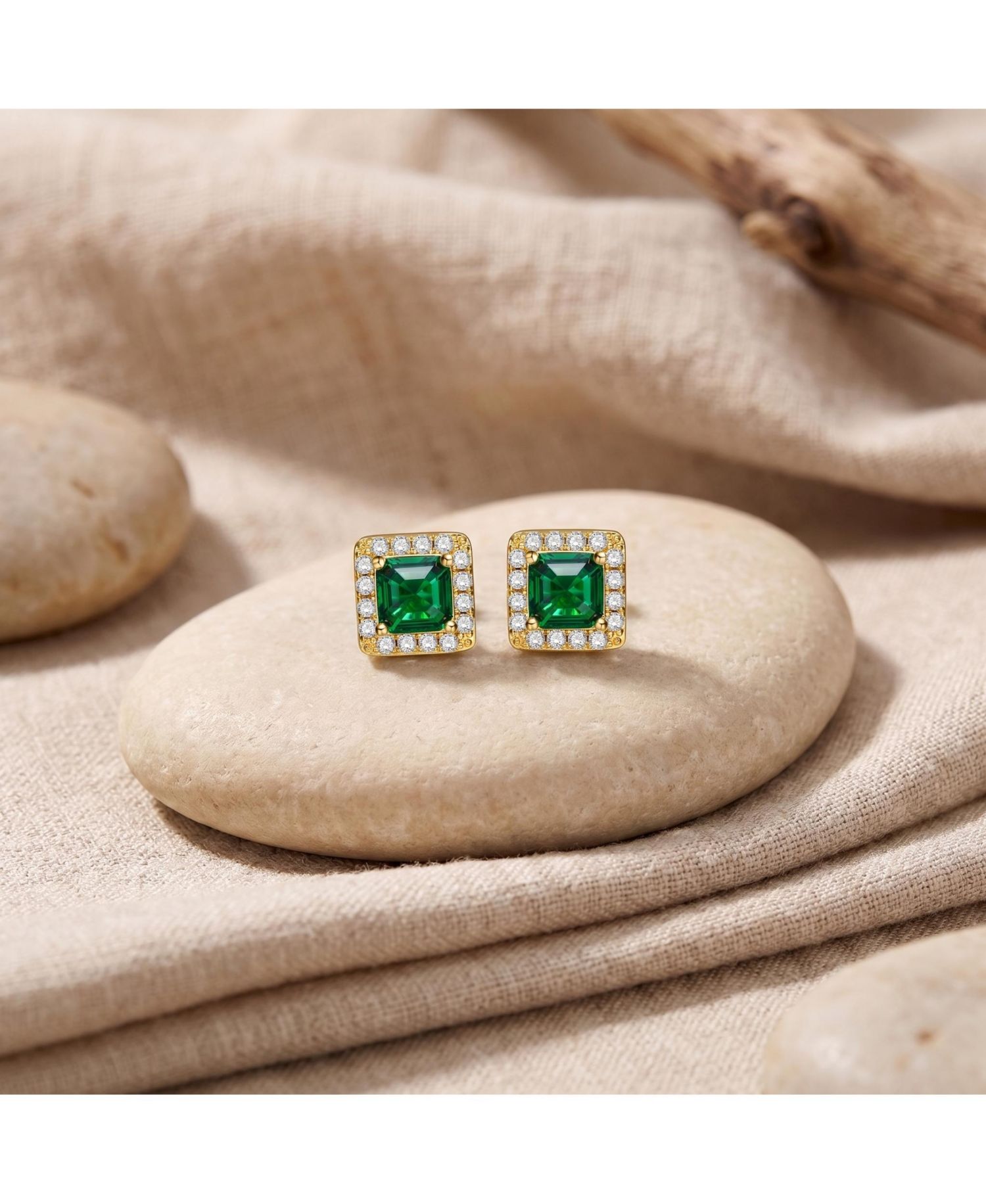 Dainty Everyday Wear Halo CZ Square Mini Stud Earrings