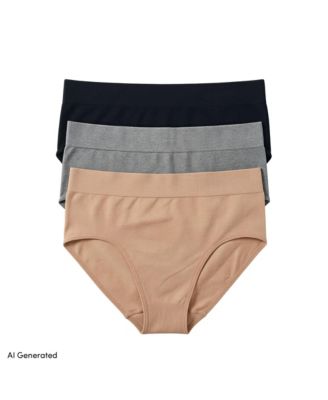 Women's Bikini Brief Cotton Comfort Seamless Basics 3 Pack Panties