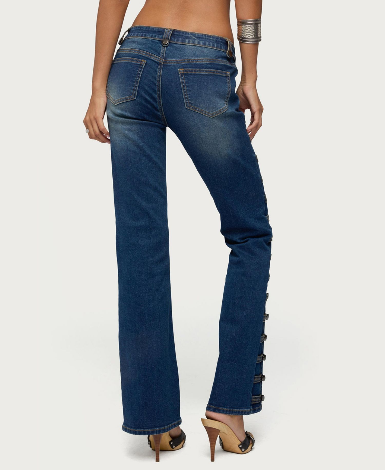 Women's Button Loop Low-Rise Bootcut Jeans, 32" Inseam