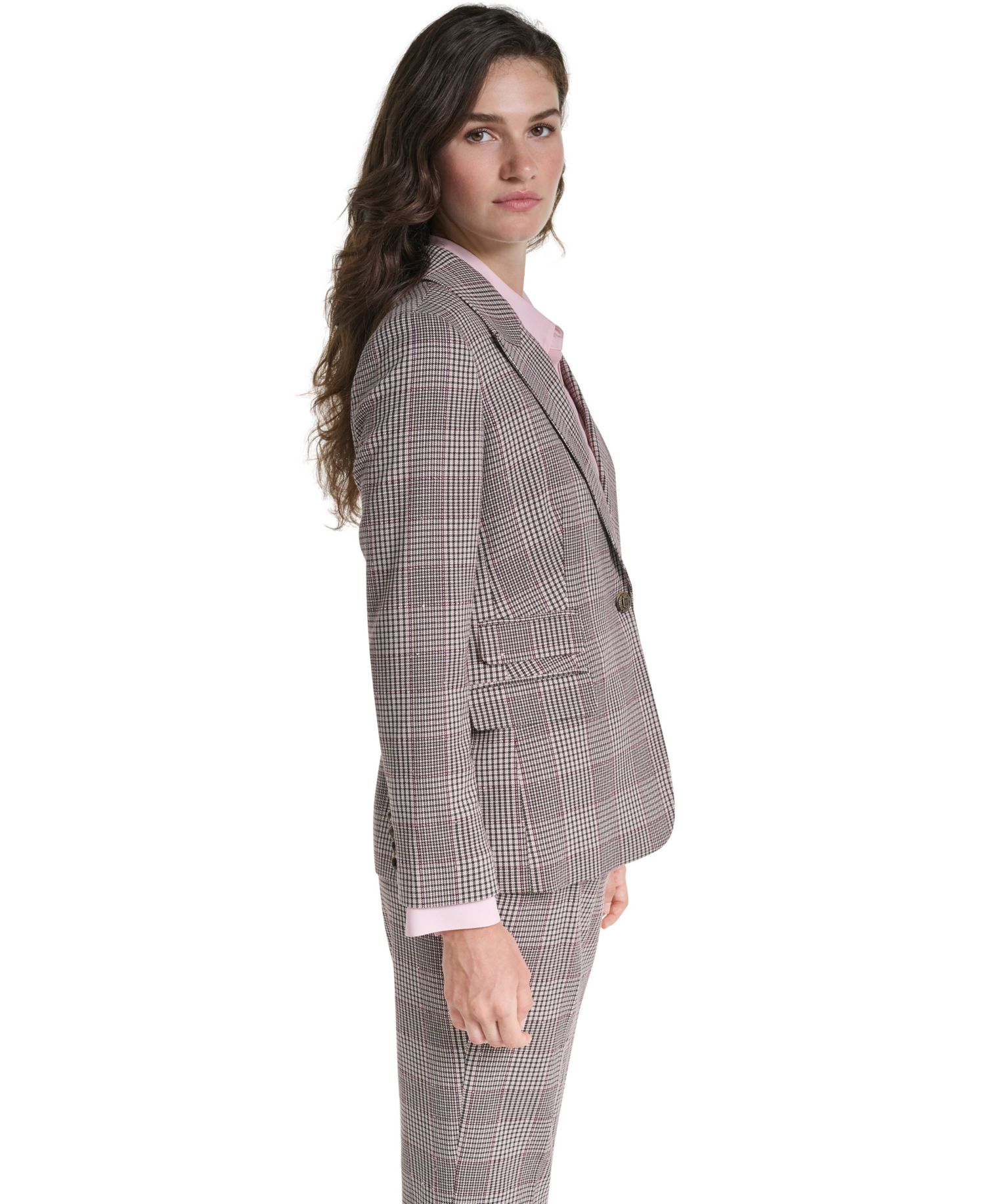 Petite Woven Plaid Lined Blazer