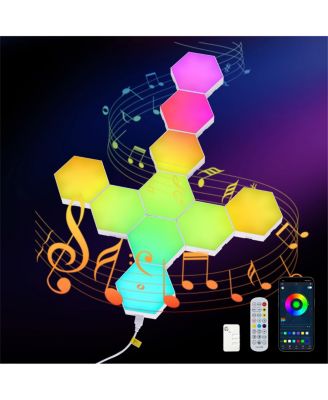 Hexagon Lights LED Wall Panels - 10 Pack RGB Gaming Lights with APP, Smart Modular Hex Tiles Push Glide Expansion Light