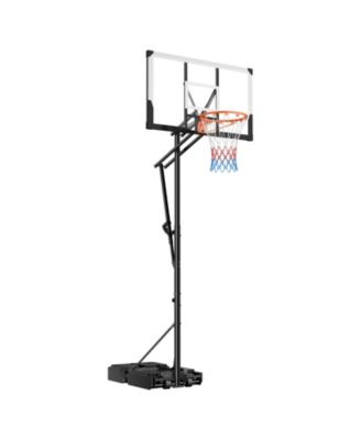 Portable Basketball Hoop 5.25 to 10 feet Height Adjustment with 48 in PC Backboard and Wheels